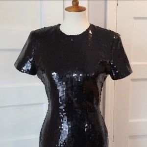 Ann Taylor Vintage Sequined Black Dress Size 8